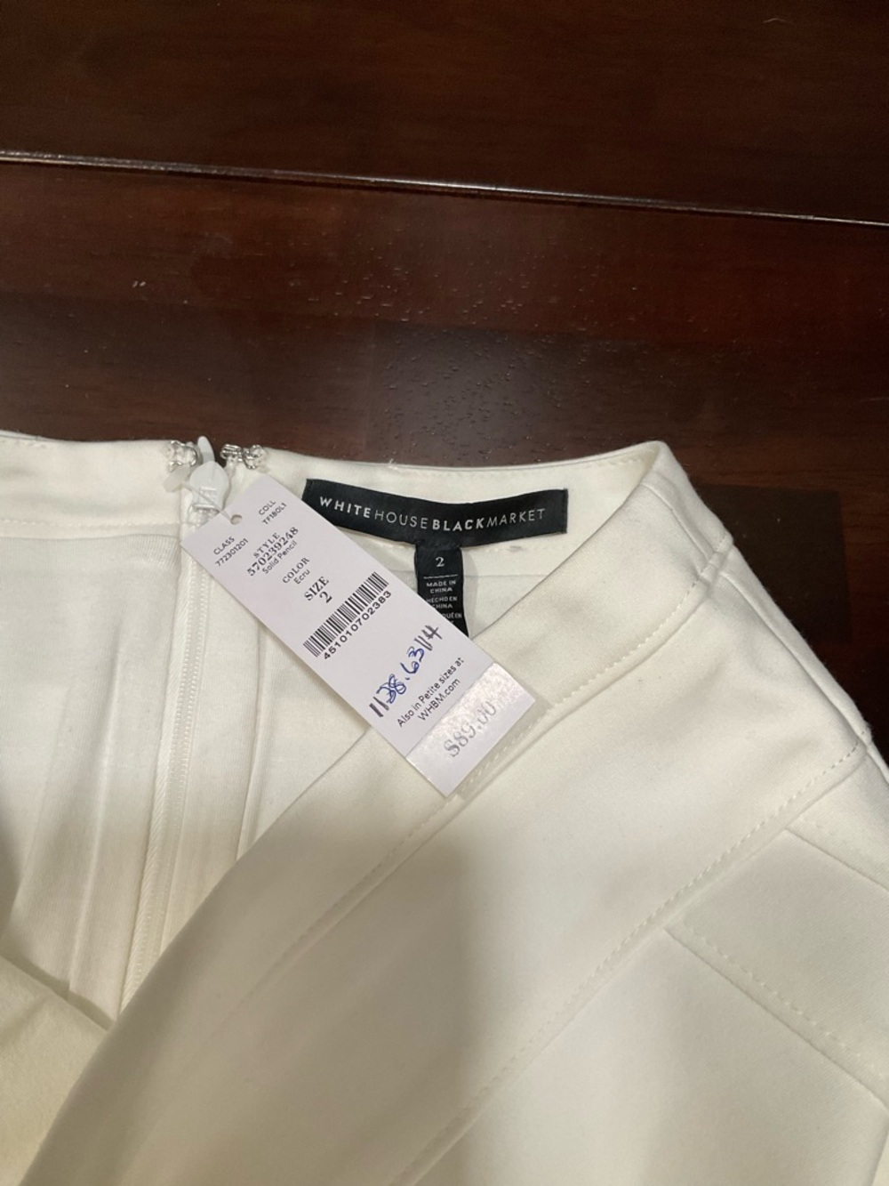 NWT WHITEHOUSE BLACK MARKET PERFECT FORM OFF WHITE PENCIL SKIRT - Picture 3 of 9